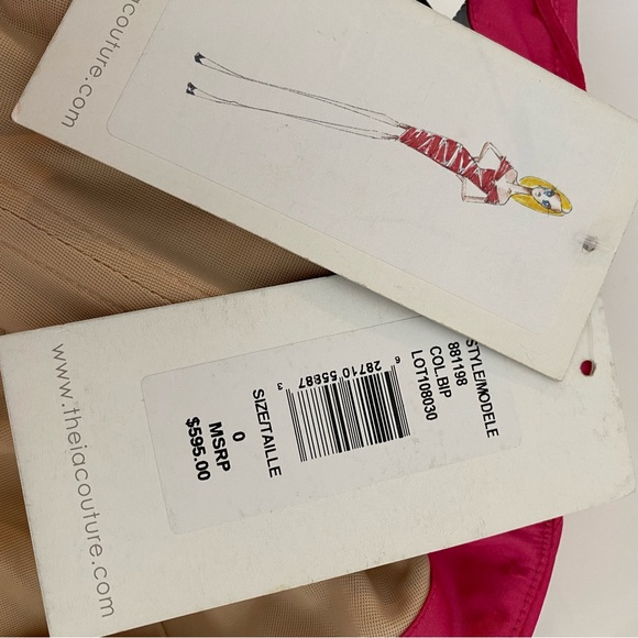 Theia Couture Pink Off Shoulder Ruched Cocktail Dress Size 0 Bodycon Mini - Picture 4 of 6